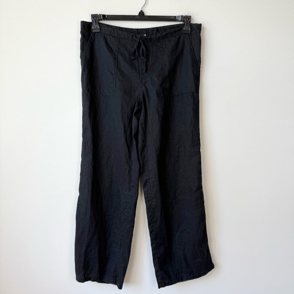 London Jean y2K 100% Linen Black Drawstring Pull On Pants - Picture 1 of 4